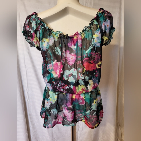 Dynamite Floral Chiffon Women's Top, Size Medium - Picture 2 of 2
